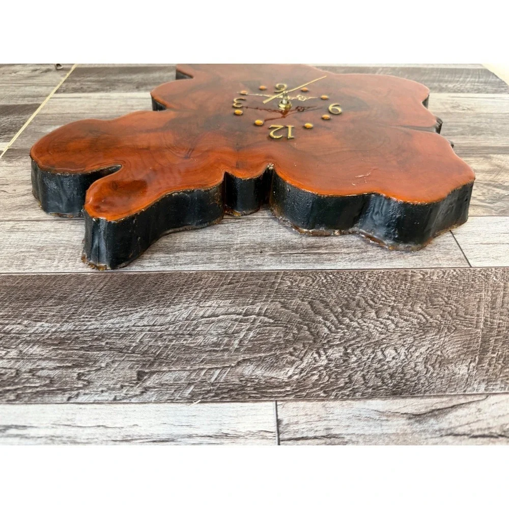 Vintage Live Edge Wood Clock Large Natural Slab Timber Wall Decor Project Repair